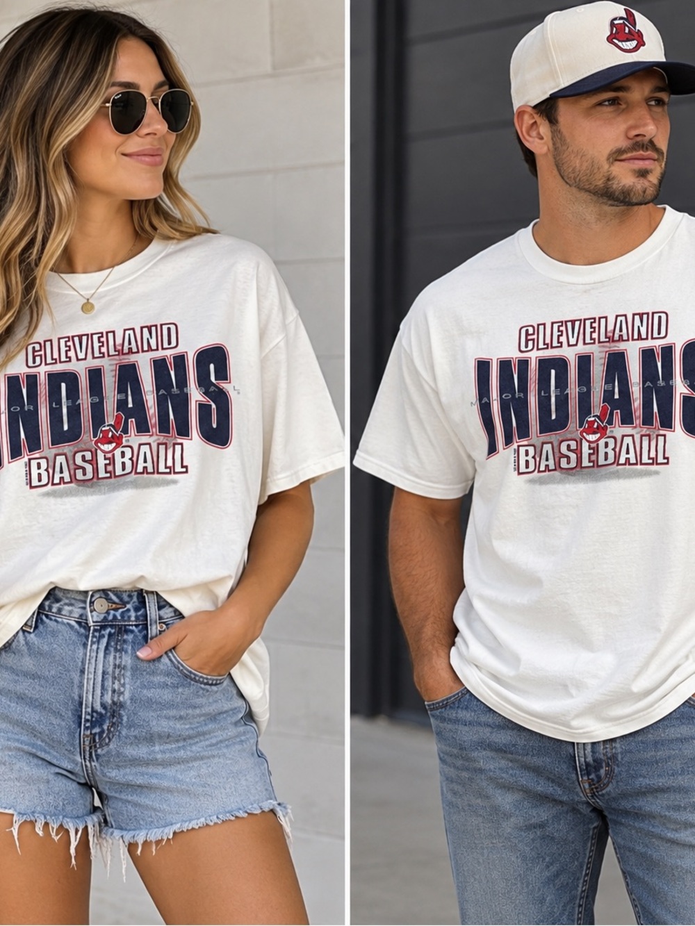 Vintage 90s Cleveland Indians Starter Distressed White Graphic Shirt Men's Large